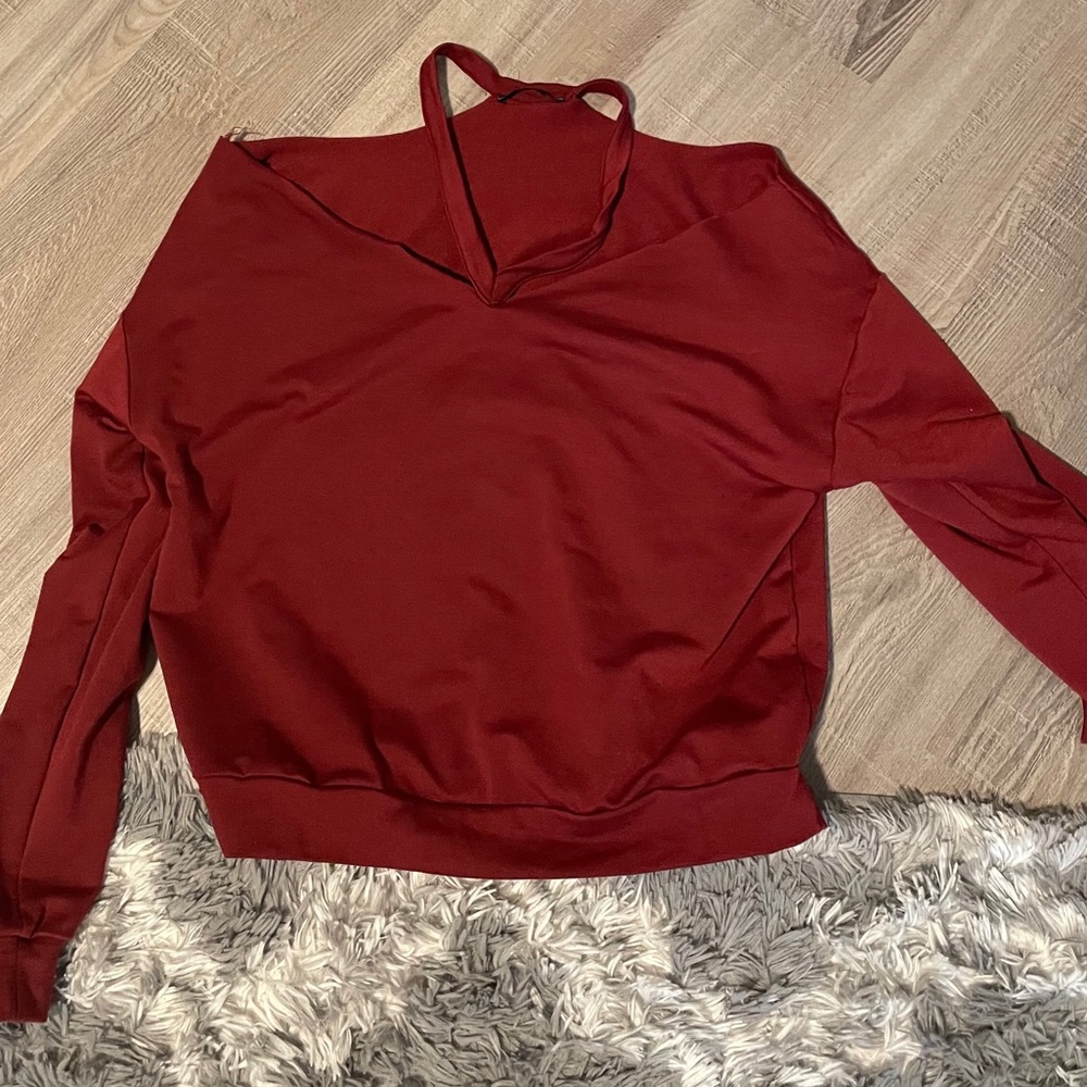 Maroon Off-The-Shoulder Sweater